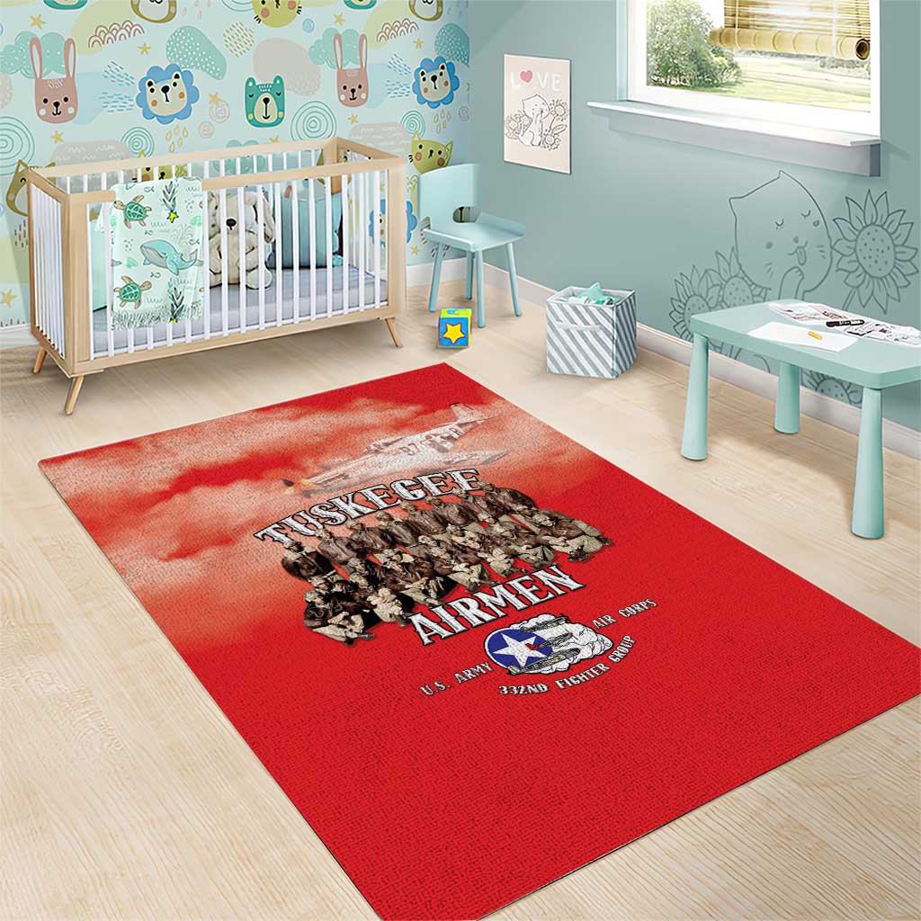Remembering the Red Tail Heroes Area Rug Tuskegee Airmen Legacy - Red - African Pride