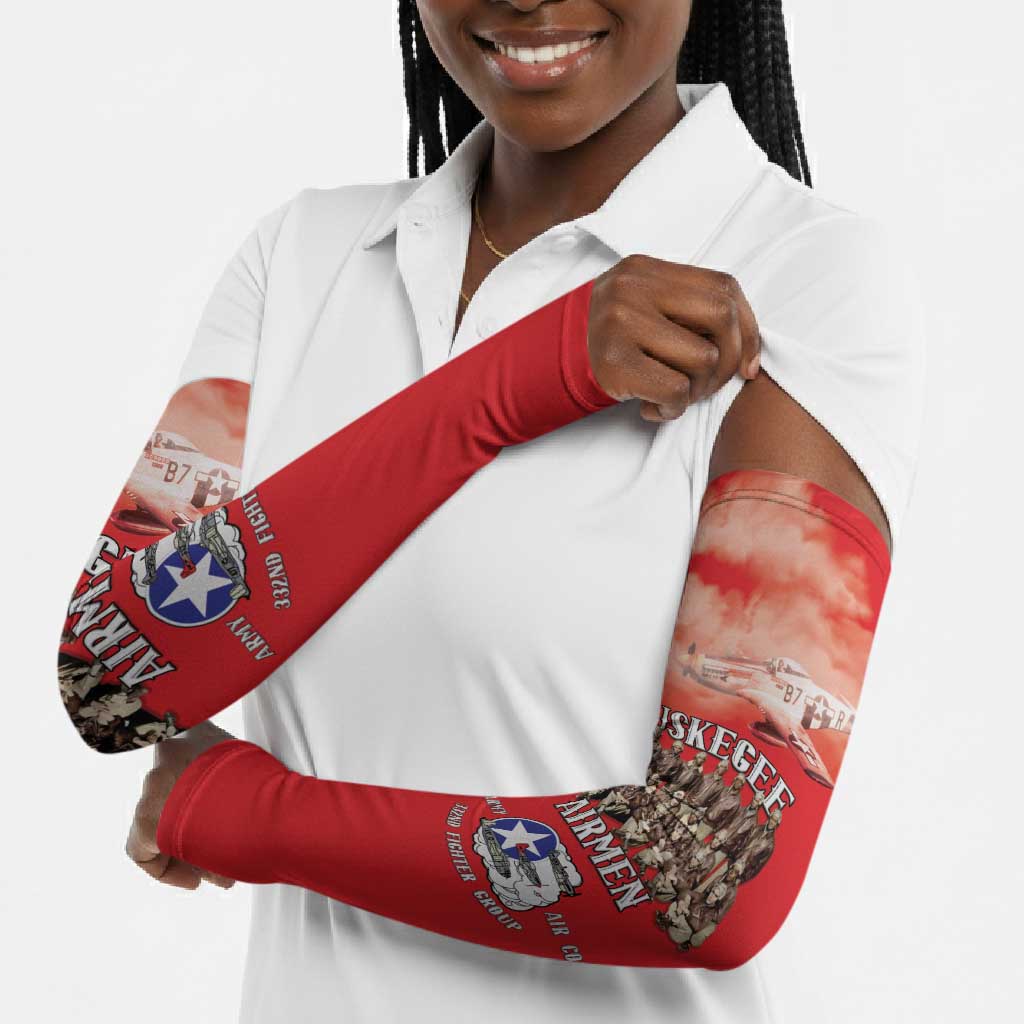 Remembering Tuskegee Airmen Arm Sleeves Heroes of the 332nd Squadron Red Art
