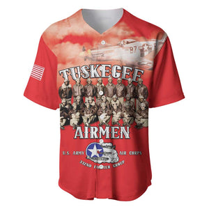 Remembering the Red Tail Heroes Baseball Jersey Tuskegee Airmen Legacy - Red - African Pride