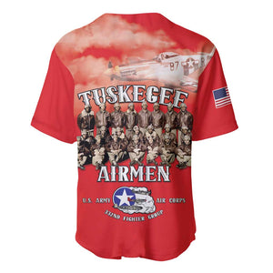Remembering the Red Tail Heroes Baseball Jersey Tuskegee Airmen Legacy - Red - African Pride