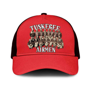 Remembering the Red Tail Heroes Baseball Net Cap Tuskegee Airmen Legacy - Red - African Pride