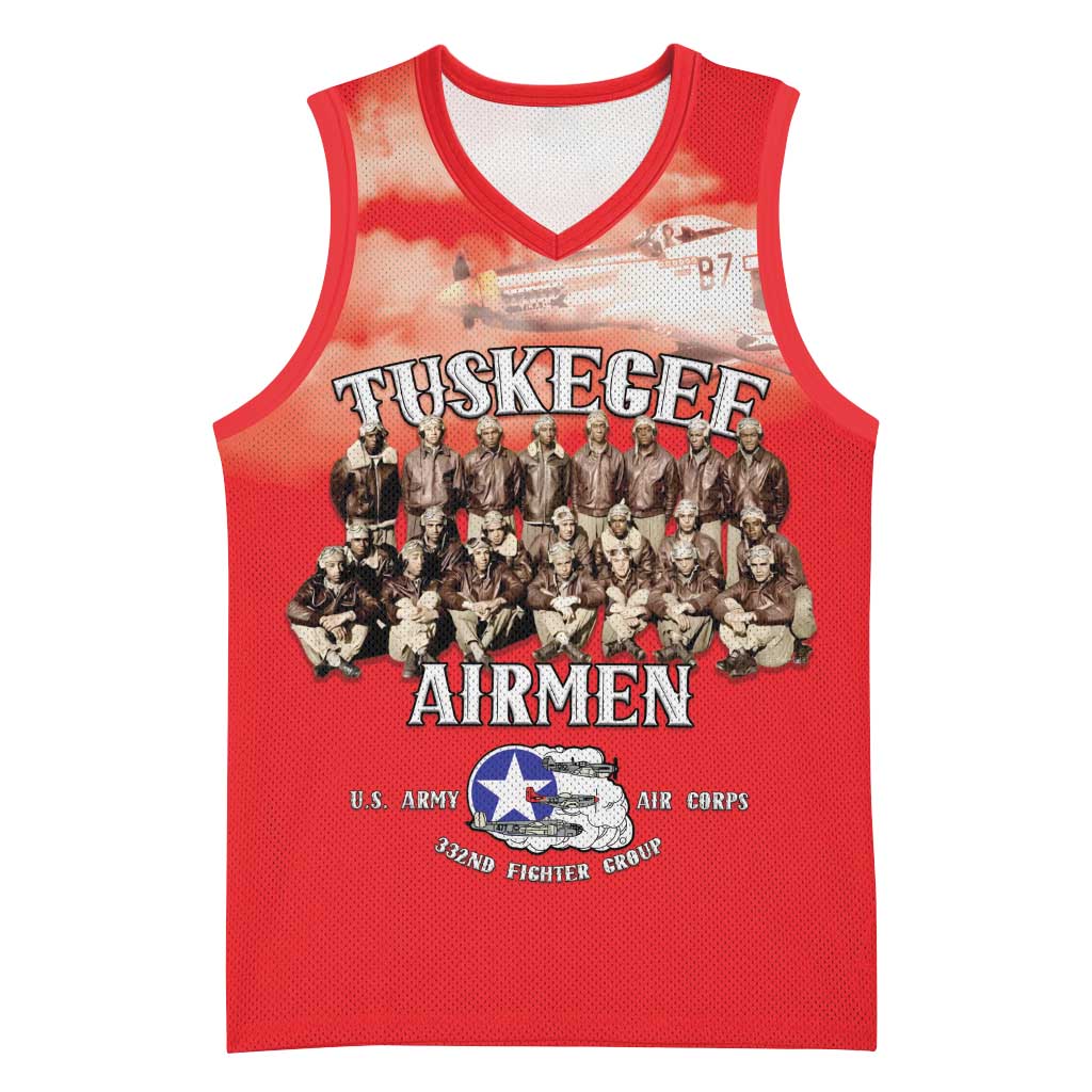 Remembering the Red Tail Heroes Basketball Jersey Tuskegee Airmen Legacy - Red - African Pride