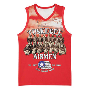 Remembering the Red Tail Heroes Basketball Jersey Tuskegee Airmen Legacy - Red - African Pride