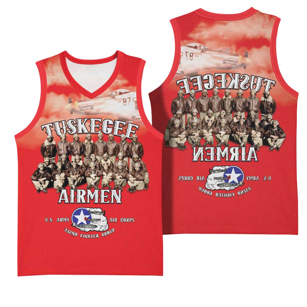 Remembering the Red Tail Heroes Basketball Jersey Tuskegee Airmen Legacy - Red - African Pride