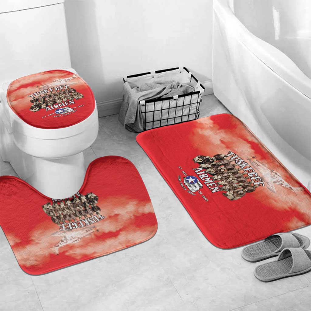Remembering Tuskegee Airmen Bathroom Set Heroes of the 332nd Squadron Red Art
