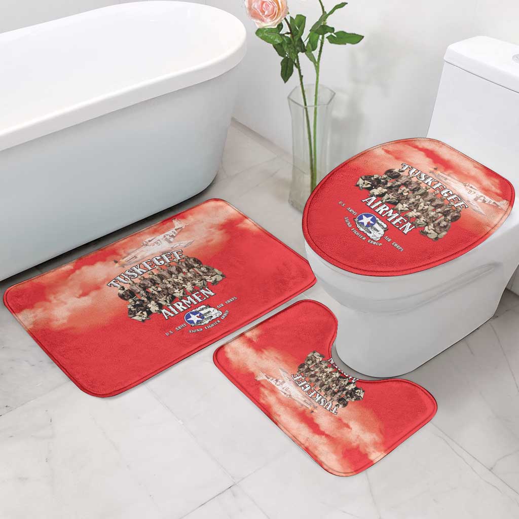 Remembering Tuskegee Airmen Bathroom Set Heroes of the 332nd Squadron Red Art