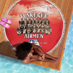 Remembering the Red Tail Heroes Beach Blanket Tuskegee Airmen Legacy - Red - African Pride
