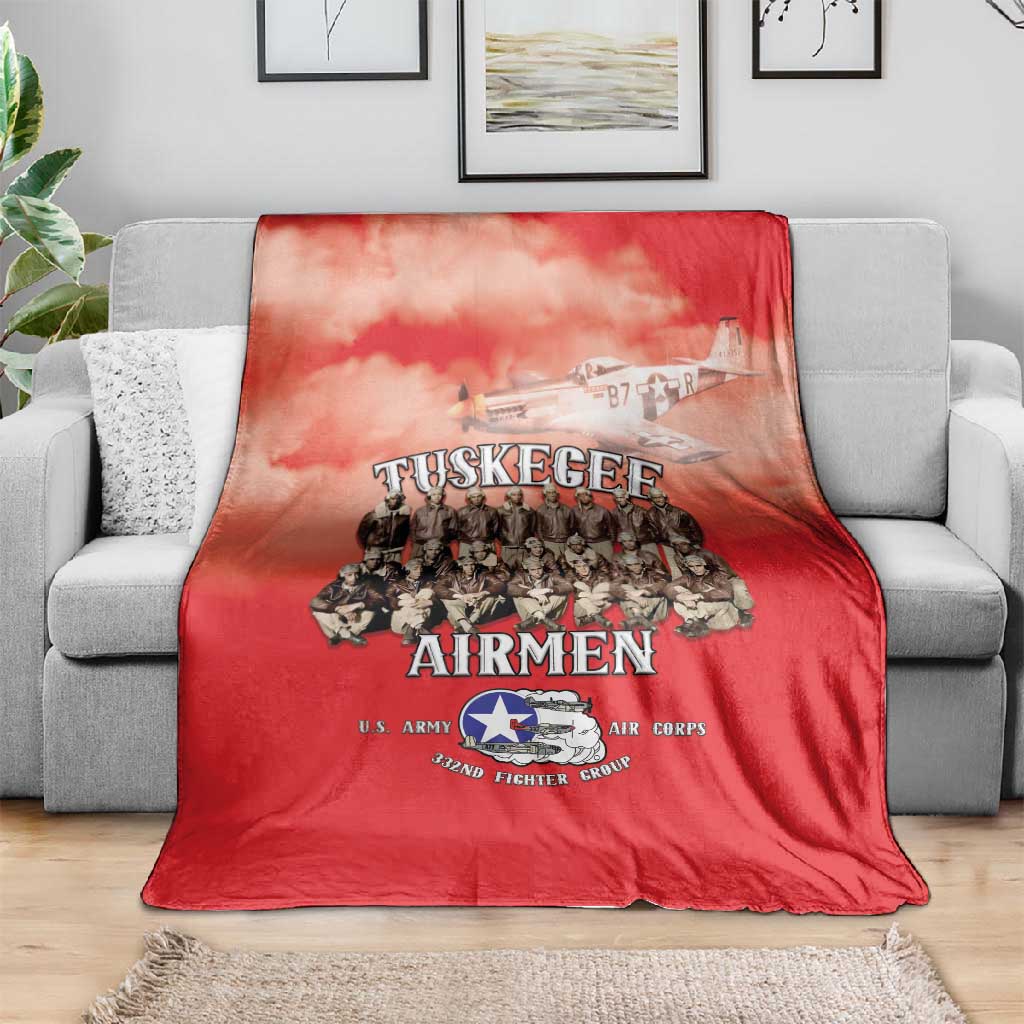 Remembering the Red Tail Heroes Blanket Tuskegee Airmen Legacy - Red - African Pride