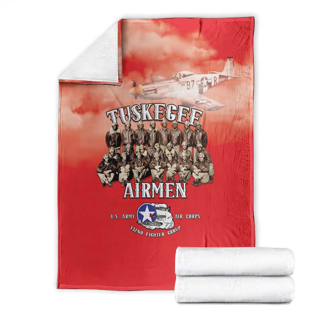Remembering the Red Tail Heroes Blanket Tuskegee Airmen Legacy - Red - African Pride