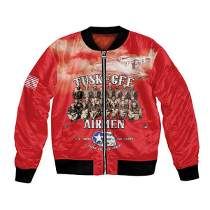Remembering the Red Tail Heroes Bomber Jacket Tuskegee Airmen Legacy - Red - African Pride