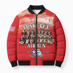 Remembering Tuskegee Airmen Bomber Puffer Jacket Heroes of the 332nd Squadron Red Art