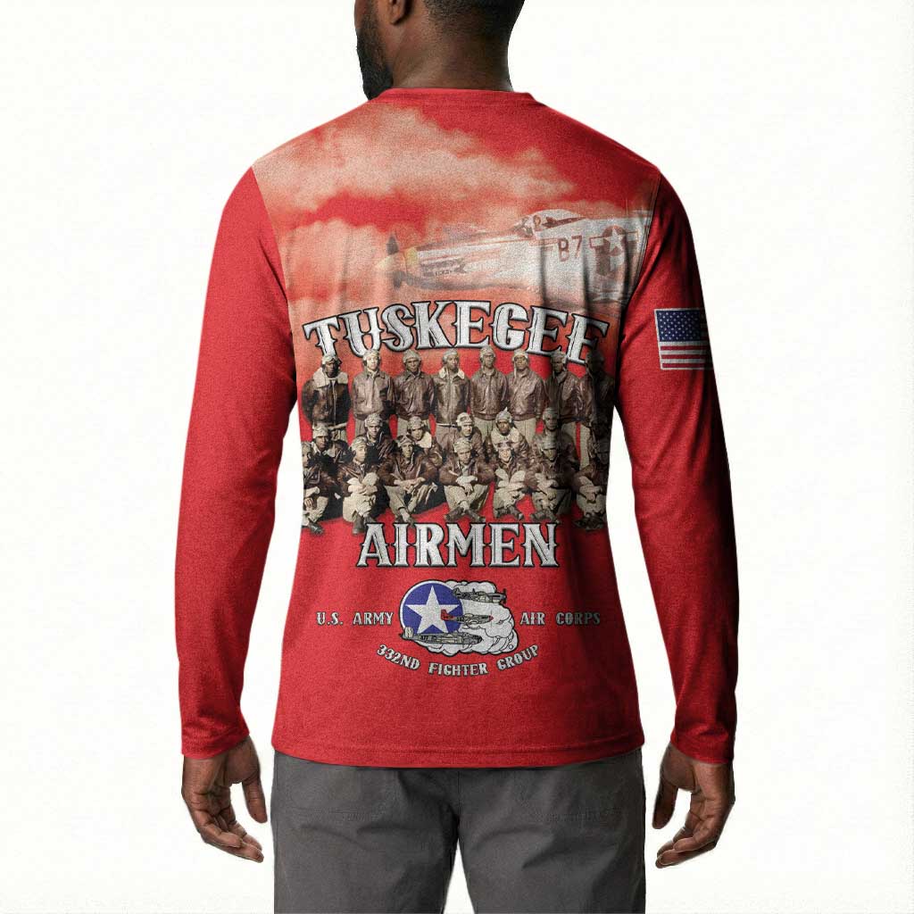 Remembering Tuskegee Airmen Button Sweatshirt Heroes of the 332nd Squadron Red Art