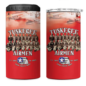 Remembering the Red Tail Heroes 4 in 1 Can Cooler Tumbler Tuskegee Airmen Legacy - Red - African Pride