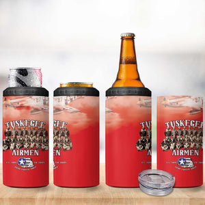 Remembering the Red Tail Heroes 4 in 1 Can Cooler Tumbler Tuskegee Airmen Legacy - Red - African Pride