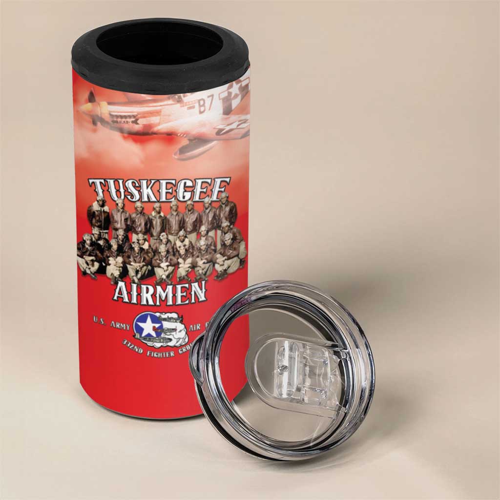 Remembering the Red Tail Heroes 4 in 1 Can Cooler Tumbler Tuskegee Airmen Legacy - Red - African Pride