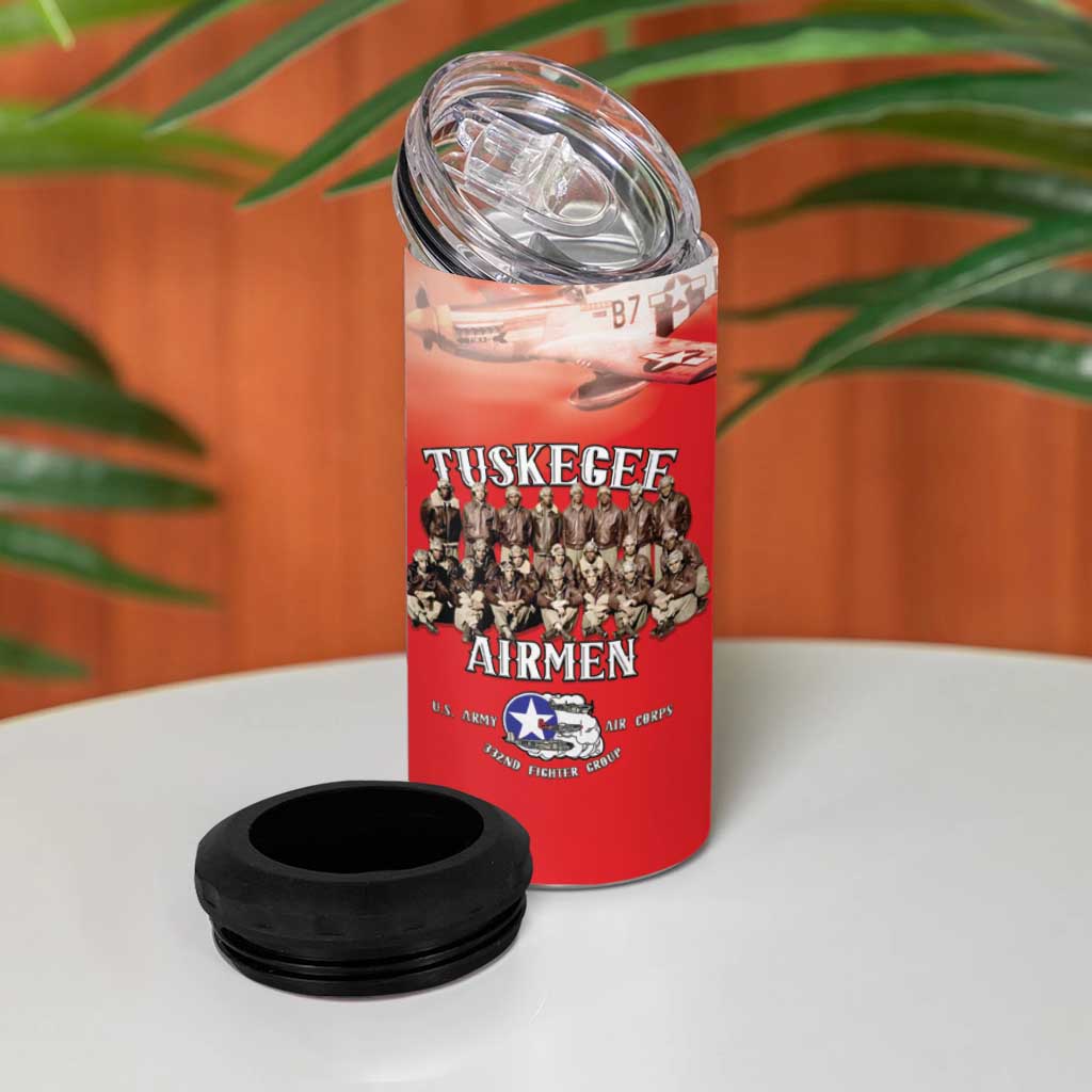 Remembering the Red Tail Heroes 4 in 1 Can Cooler Tumbler Tuskegee Airmen Legacy - Red - African Pride