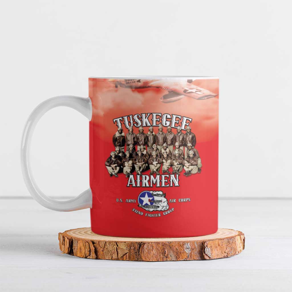 Remembering Tuskegee Airmen Ceramic Mug Heroes of the 332nd Squadron Red Art