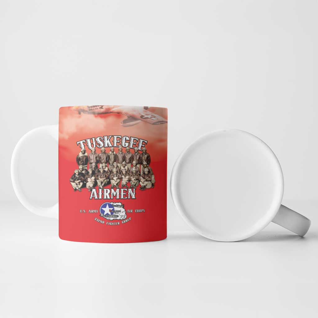 Remembering Tuskegee Airmen Ceramic Mug Heroes of the 332nd Squadron Red Art