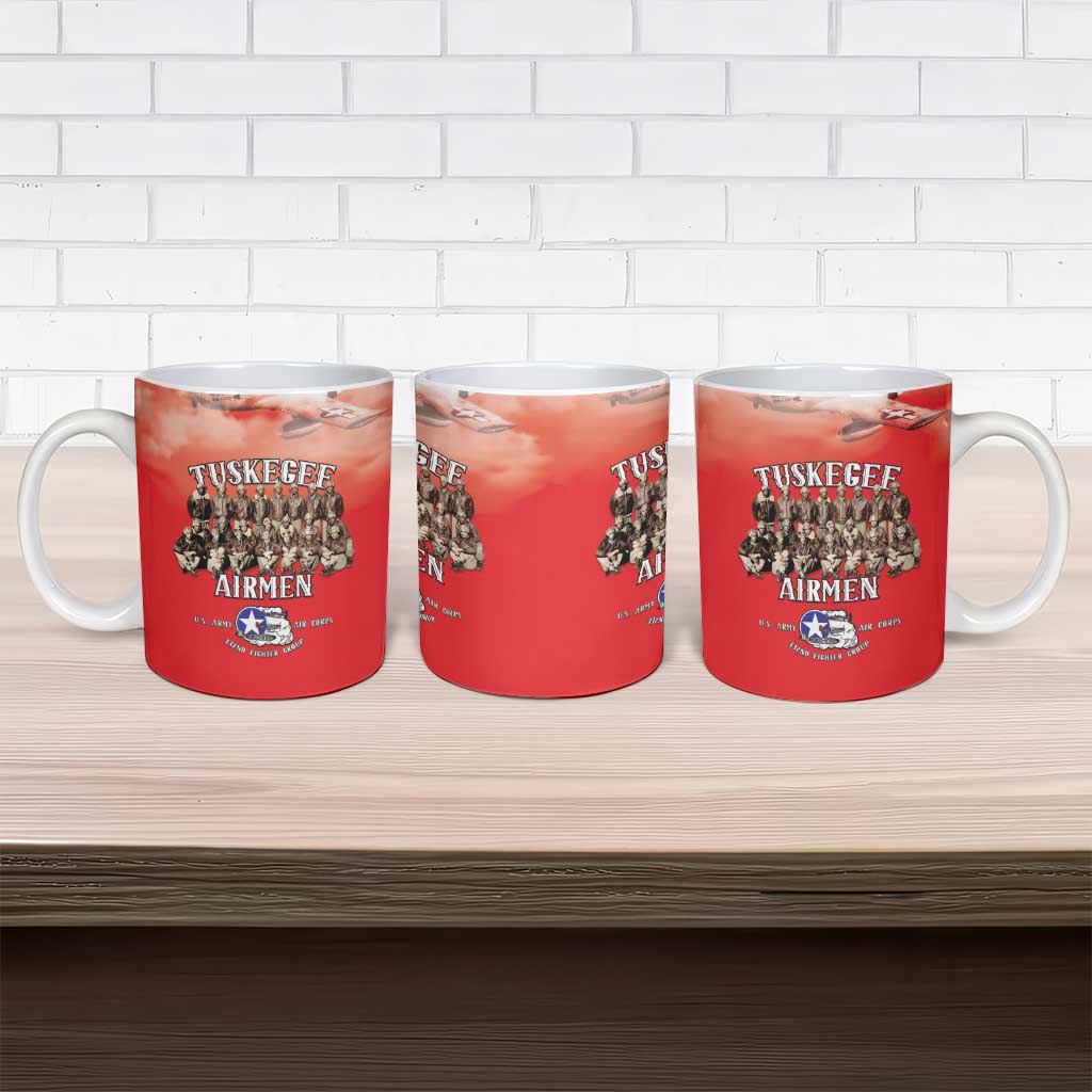 Remembering Tuskegee Airmen Ceramic Mug Heroes of the 332nd Squadron Red Art