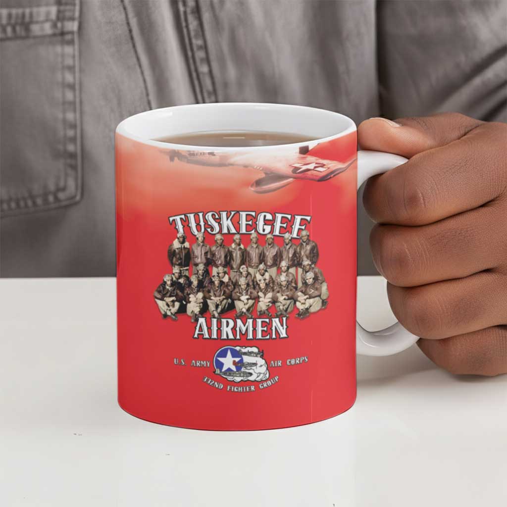 Remembering Tuskegee Airmen Ceramic Mug Heroes of the 332nd Squadron Red Art