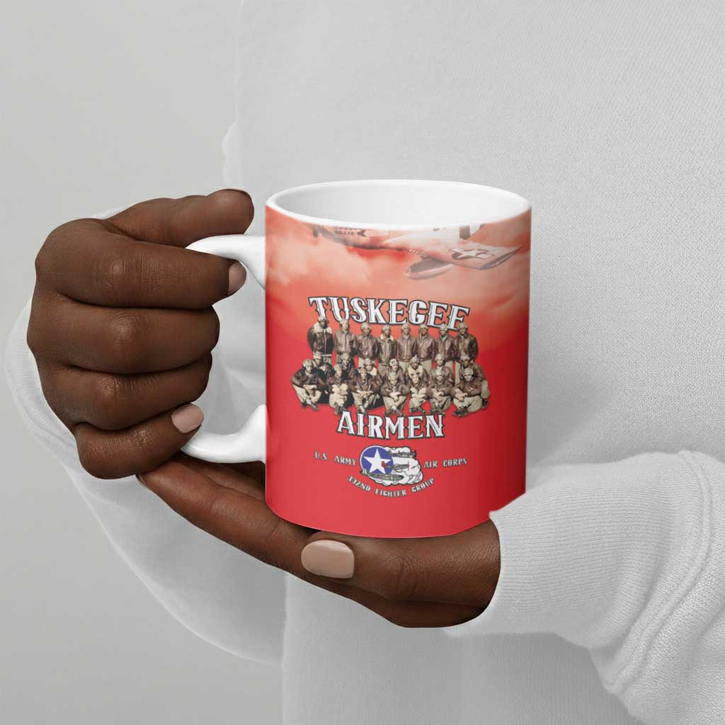 Remembering Tuskegee Airmen Ceramic Mug Heroes of the 332nd Squadron Red Art