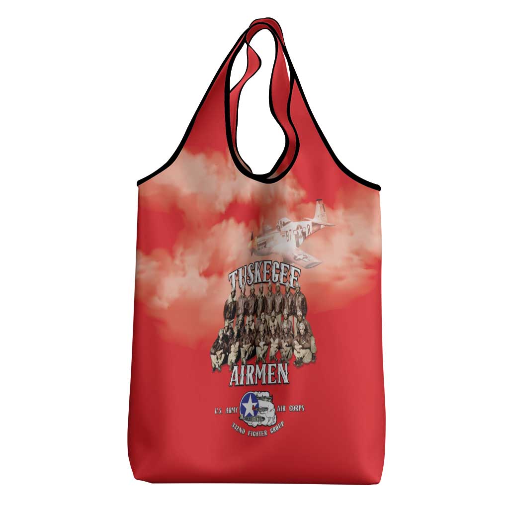 Remembering the Red Tail Heroes Grocery Bag Tuskegee Airmen Legacy - Red - African Pride