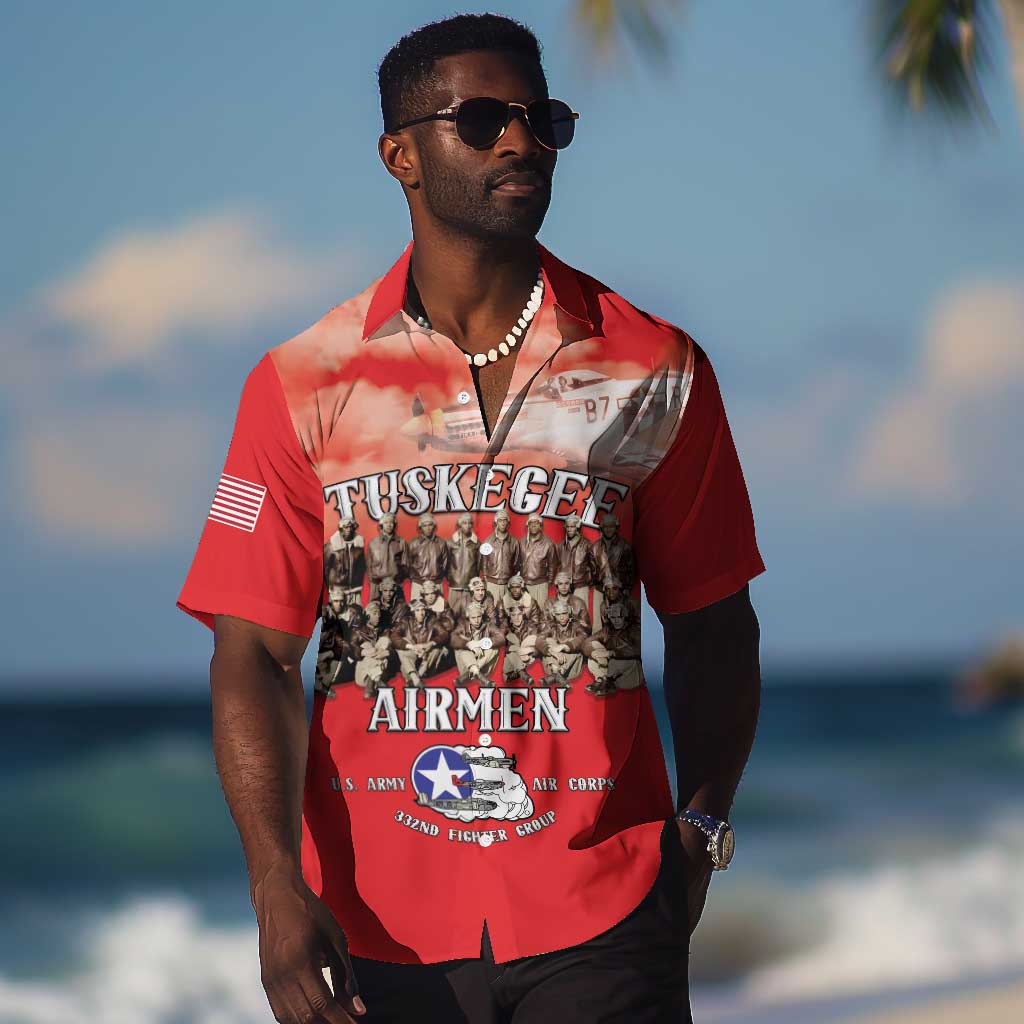Remembering the Red Tail Heroes Hawaiian Shirt Tuskegee Airmen Legacy - Red - African Pride