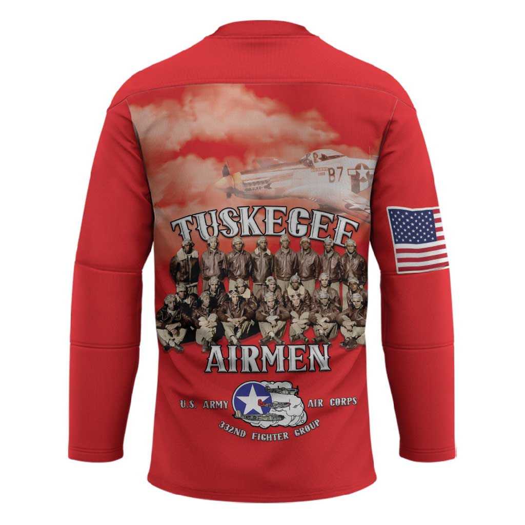 Remembering Tuskegee Airmen Hockey Jersey Heroes of the 332nd Squadron Red Art