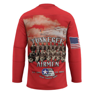 Remembering Tuskegee Airmen Hockey Jersey Heroes of the 332nd Squadron Red Art
