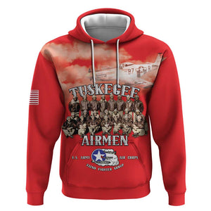 Remembering the Red Tail Heroes Hoodie Tuskegee Airmen Legacy - Red - African Pride