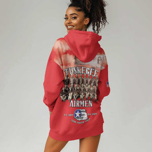 Remembering the Red Tail Heroes Hoodie Dress Tuskegee Airmen Legacy - Red - African Pride