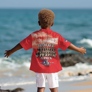 Remembering the Red Tail Heroes Kid Hawaiian Shirt Tuskegee Airmen Legacy - Red - African Pride