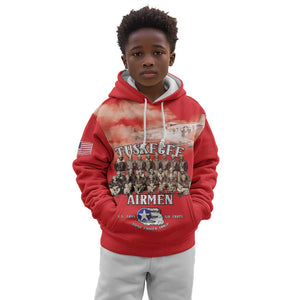 Remembering the Red Tail Heroes Kid Hoodie Tuskegee Airmen Legacy - Red - African Pride