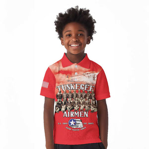 Remembering the Red Tail Heroes Kid Polo Shirt Tuskegee Airmen Legacy - Red - African Pride