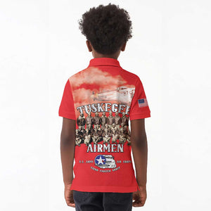 Remembering the Red Tail Heroes Kid Polo Shirt Tuskegee Airmen Legacy - Red - African Pride