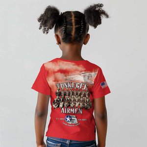 Remembering the Red Tail Heroes Kid T shirt Tuskegee Airmen Legacy - Red - African Pride