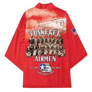 Remembering Tuskegee Airmen Kimono Heroes of the 332nd Squadron Red Art
