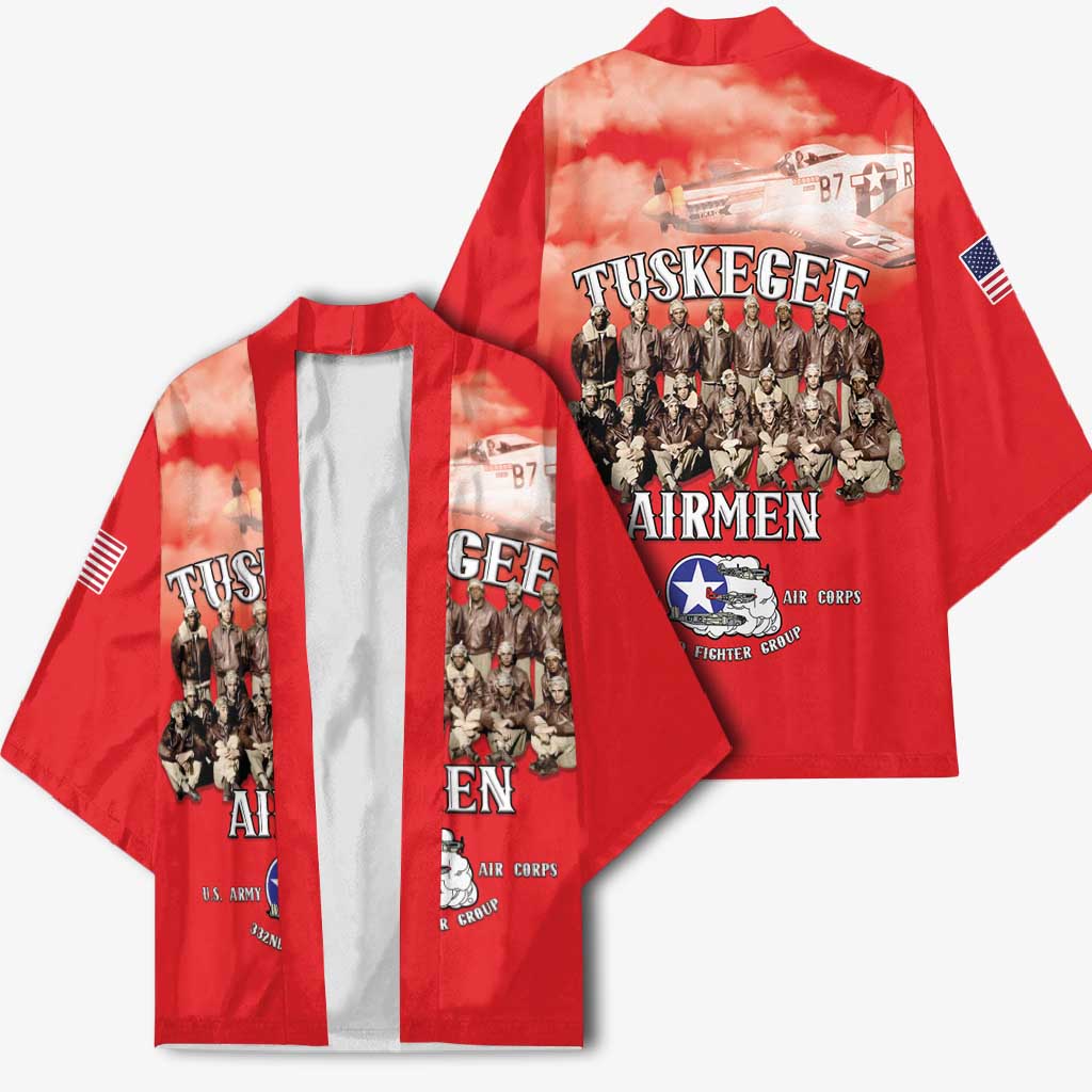 Remembering Tuskegee Airmen Kimono Heroes of the 332nd Squadron Red Art