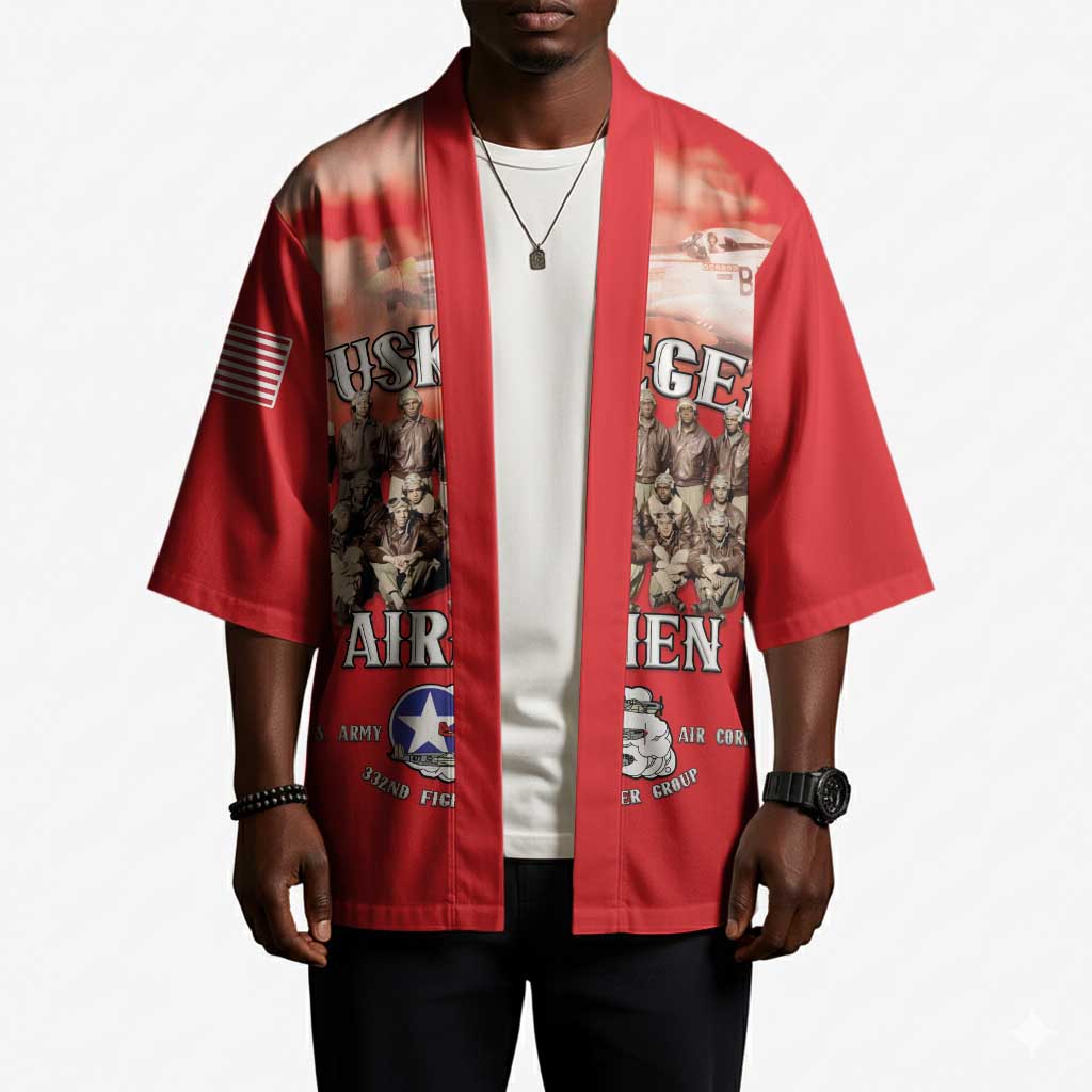 Remembering Tuskegee Airmen Kimono Heroes of the 332nd Squadron Red Art
