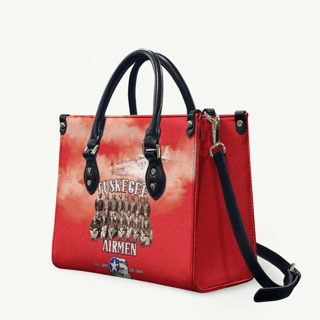 Remembering Tuskegee Airmen Leather Bag Heroes of the 332nd Squadron Red Art