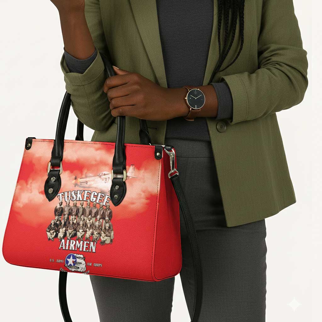 Remembering Tuskegee Airmen Leather Bag Heroes of the 332nd Squadron Red Art