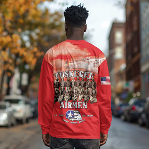 Remembering the Red Tail Heroes Long Sleeve Shirt Tuskegee Airmen Legacy - Red - African Pride