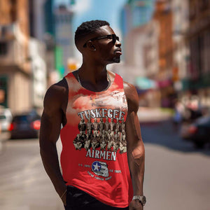 Remembering the Red Tail Heroes Men Tank Top Tuskegee Airmen Legacy - Red - African Pride
