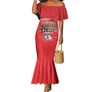Remembering the Red Tail Heroes Mermaid Dress Tuskegee Airmen Legacy - Red - African Pride