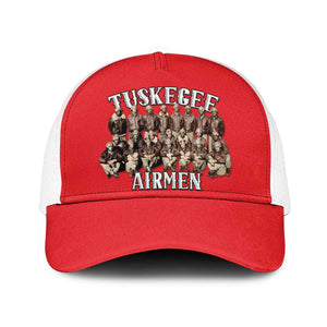 Remembering the Red Tail Heroes Mesh Trucker Cap Tuskegee Airmen Legacy - Red - African Pride