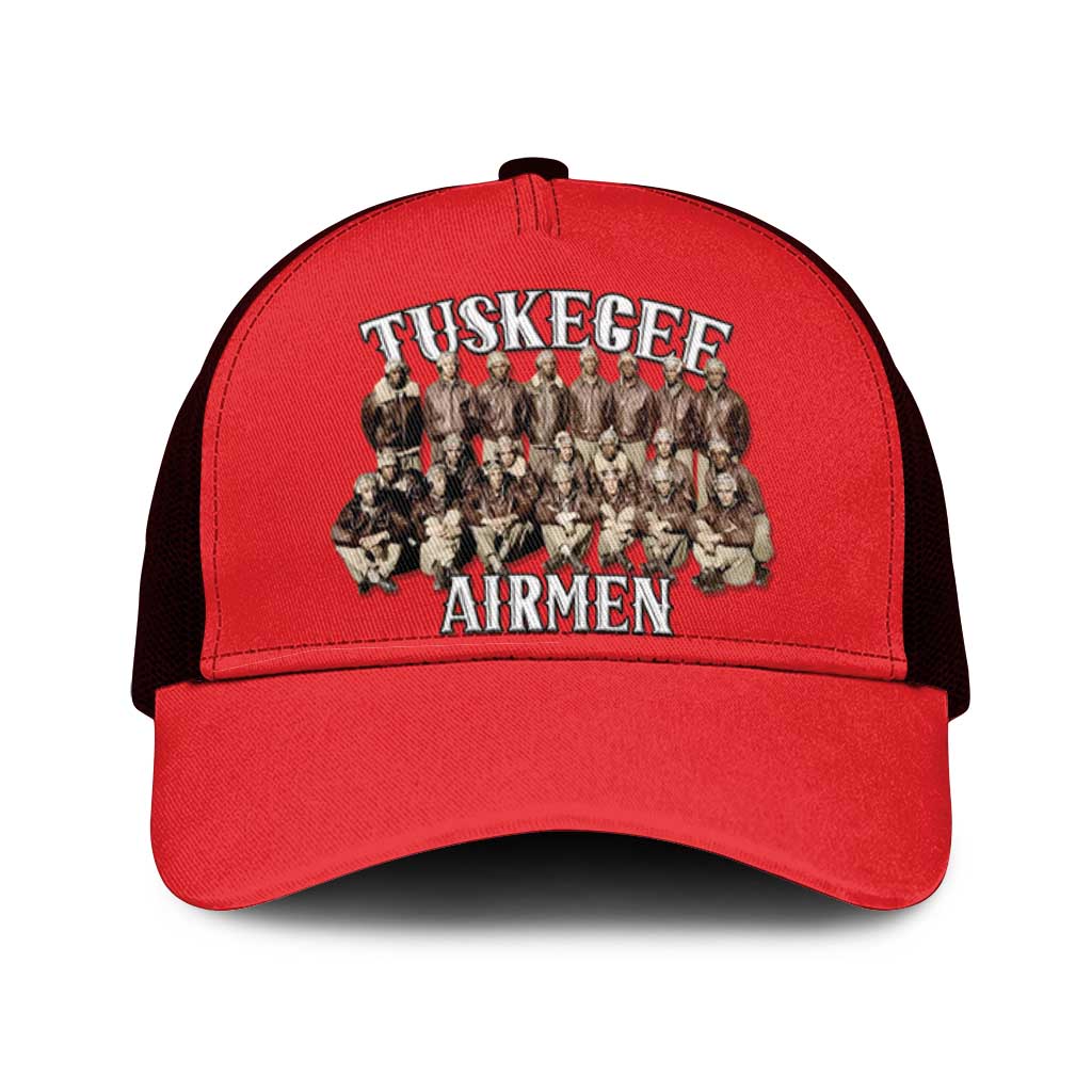Remembering the Red Tail Heroes Mesh Trucker Cap Tuskegee Airmen Legacy - Red - African Pride