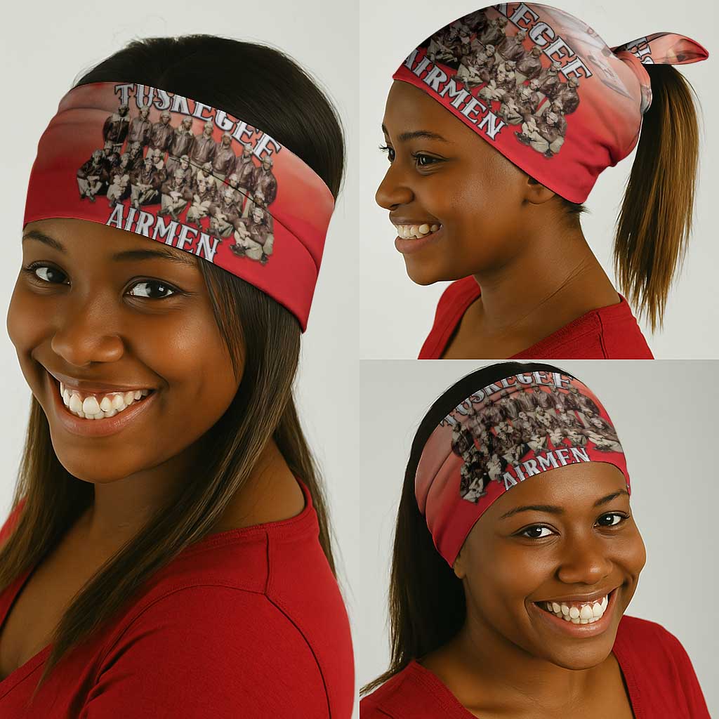 Remembering the Red Tail Heroes Neck Gaiter Tuskegee Airmen Legacy - Red - African Pride