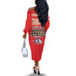Remembering the Red Tail Heroes Off The Shoulder Long Sleeve Dress Tuskegee Airmen Legacy - Red - African Pride