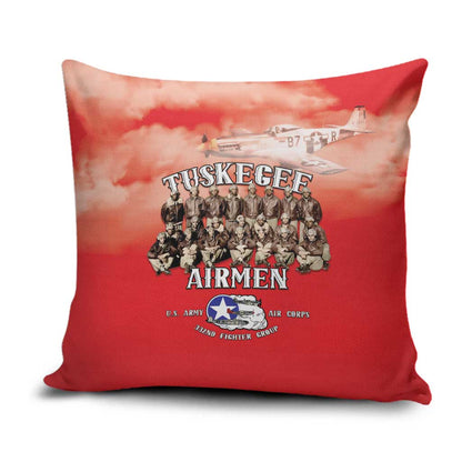 Remembering Tuskegee Airmen Pillow Cover Heroes of the 332nd Squadron Red Art