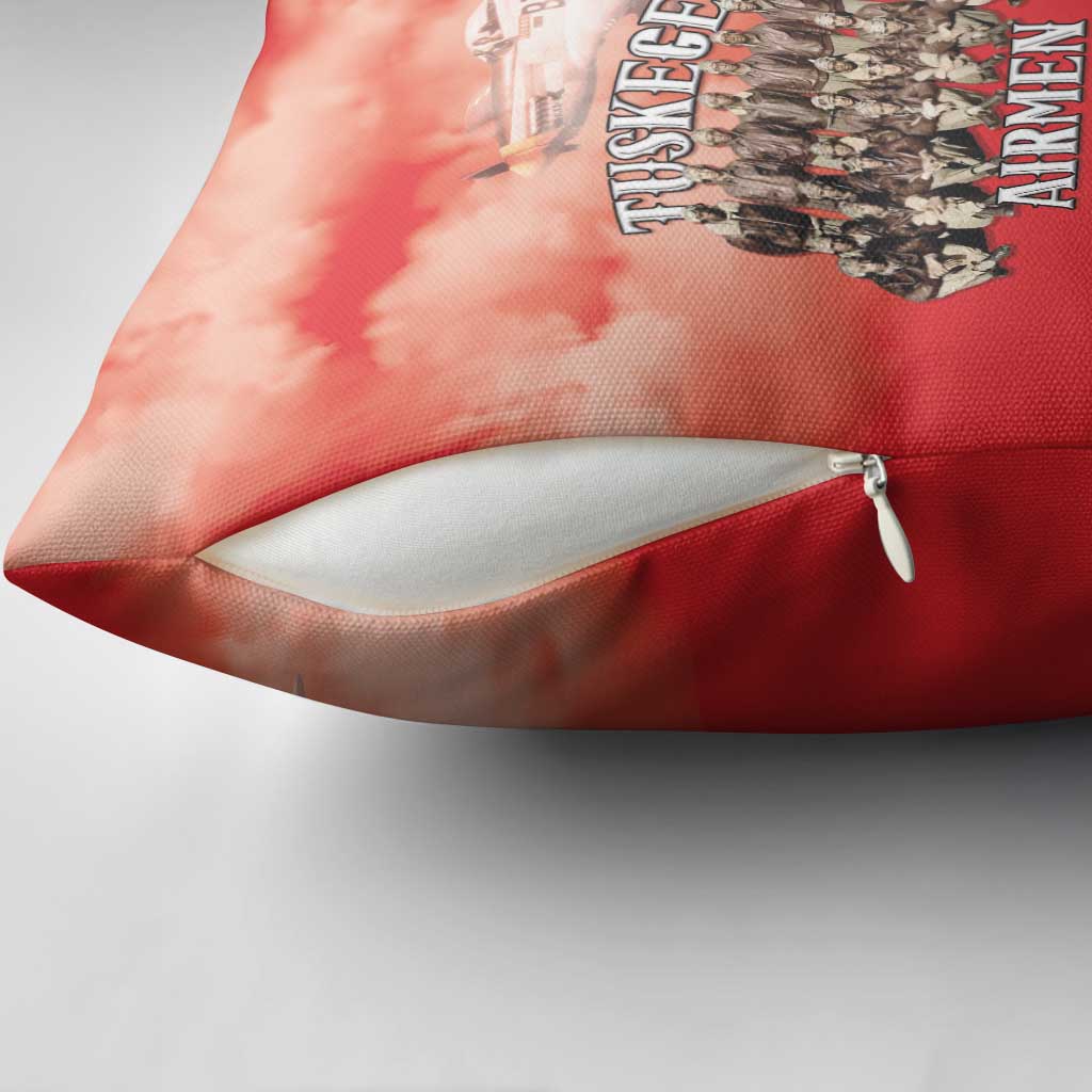 Remembering Tuskegee Airmen Pillow Cover Heroes of the 332nd Squadron Red Art